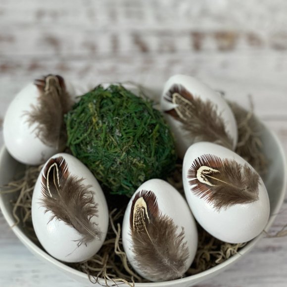 Farmhouse Natures Inspired Easter Feathered Eggs - Picture 1 of 16